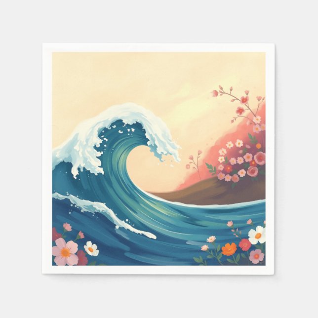 Serviette En Papier Impressionistic Ocean Wave (Devant)