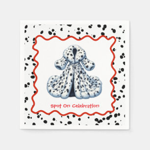 Serviette En Papier Imprimé Dalmatien Anniversaire   Fête Noir et Blan