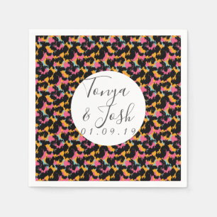 Serviette En Papier Imprimé guépard coloré motif moderne mariage