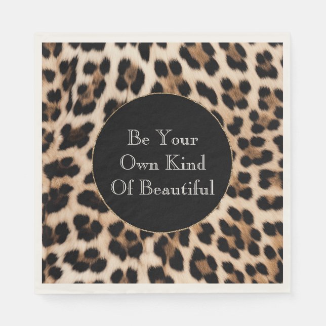 Serviette En Papier Imprimé léopard marron crème noir  (Devant)