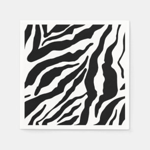 Serviette En Papier Imprimé safari animal rayures zèbre noir et blanc
