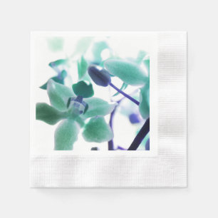 Serviette en papier imprimée orchidée aqua