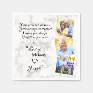 Serviette En Papier In Love Memory Custom 3 Photo Memorial Funeral