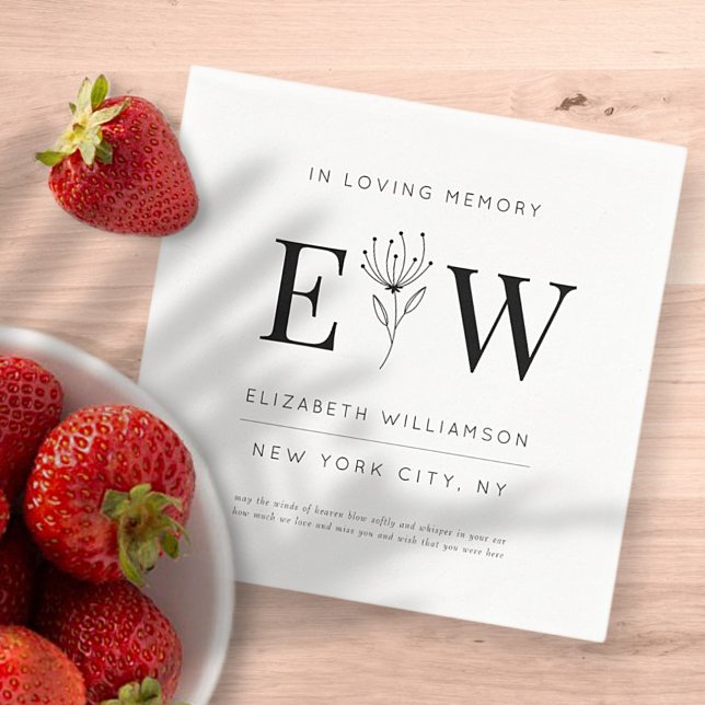 Serviette En Papier In Love Memory Memorial Modern Citation Foliage (Créateur téléchargé)