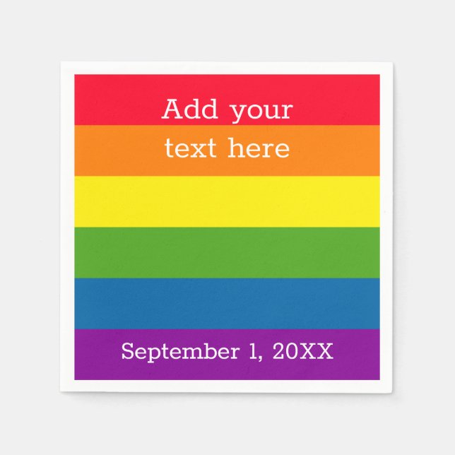 Serviette En Papier Indicateur Rainbow | Gay pride | Personnalisé (Devant)