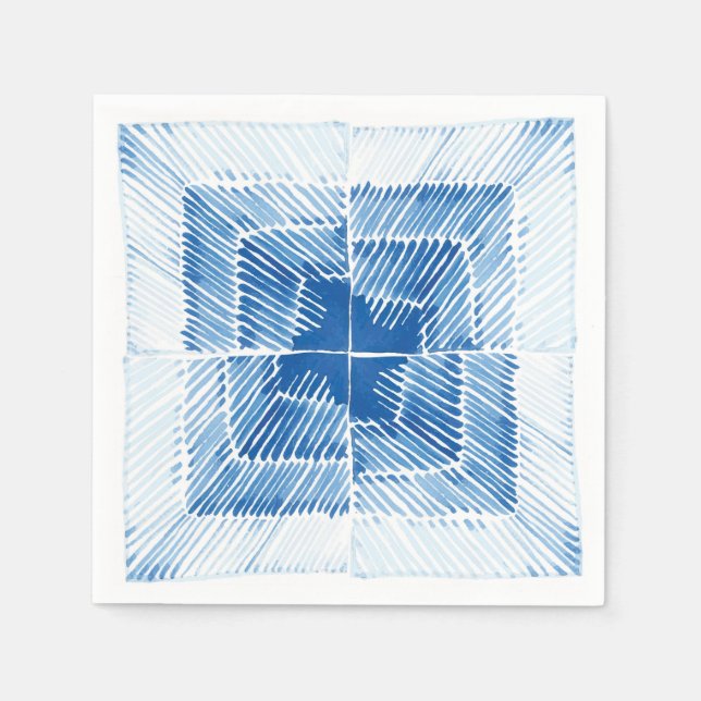 Serviette En Papier Indigo bleu japonais Shibori motif de teinture (Devant)