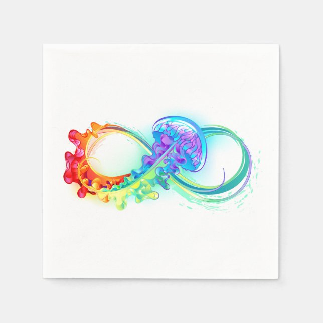 Serviette En Papier Infini avec méduse arc-en-ciel (Devant)