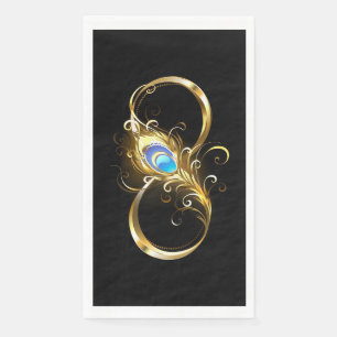 Serviette En Papier Infinité avec plume de paon doré