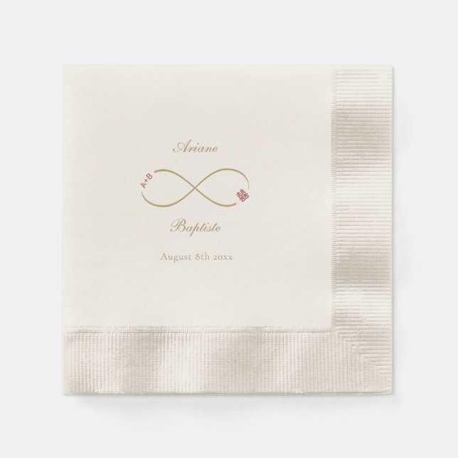 Serviette En Papier Infinity Love Double Bonheur Mariage chinois (Devant)