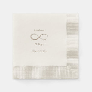 Serviette En Papier Infinity Love Mariage Minimaliste Elegant Gold