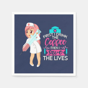 Serviette En Papier Infirmière amusante qui dit avec une grande aiguil