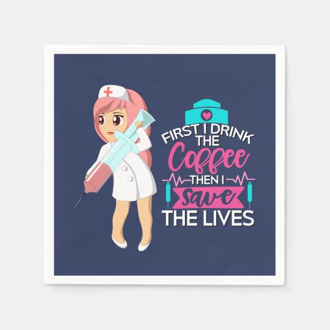 Serviette En Papier Infirmière amusante qui dit avec une grande aiguil (Devant)