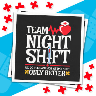 Serviette En Papier Infirmière Appréciation drôle Équipe de nuit Shift
