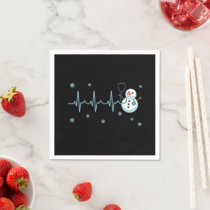 Serviette En Papier Infirmière au rythme cardiaque Bonhomme de neige N