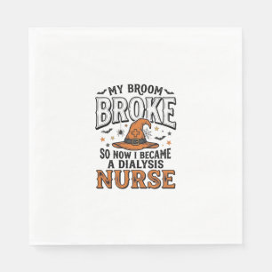 Serviette En Papier Infirmière en dialyse Halloween Sorcière Balai Cas