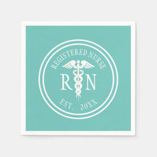 Serviette En Papier Infirmière inscrite RN Médicale Turquoise Graduati