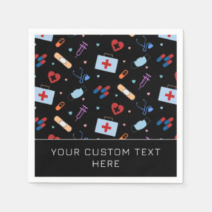 Serviette En Papier Infirmière RN personnalisée   Docteur Motif Médica