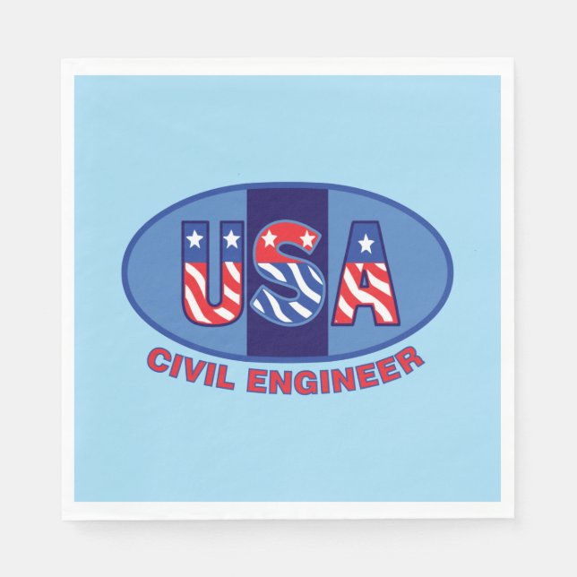 Serviette En Papier Ingénieur civil patriotique (Devant)