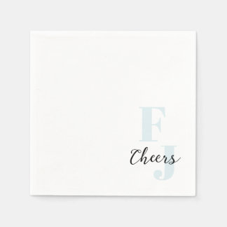 Serviette En Papier Initiales ・ Classique Gras Moderne Monogramme Bleu