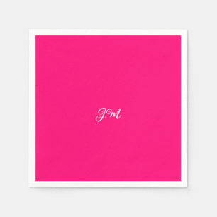 Serviette En Papier Initiales couleur rose néon fluorescent nom de cou