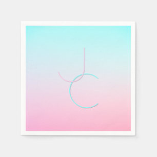Serviette En Papier Initiales de chevauchement modernes 2 Rose turqu