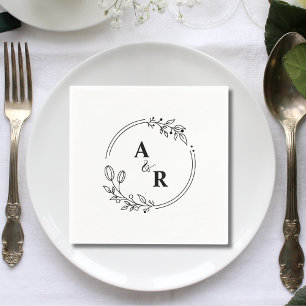 Serviette En Papier Initiales de Couple Minimalistes Personnalisées po
