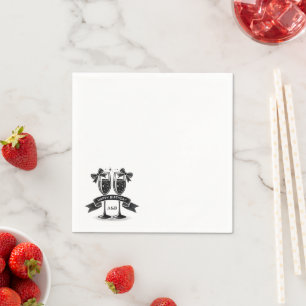 Serviette En Papier Initiales de la Bow Anniversaire de Champagne