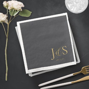 Serviette En Papier Initiales de Mariage d'élégance simple ID1022 de c