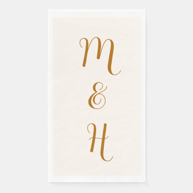 Serviette En Papier Initiales de mariage élégantes Ginger | Ivoire (Devant)