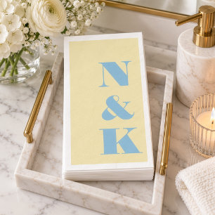 Serviette En Papier Initiales de monogramme moderne gras bleu jaune Ma