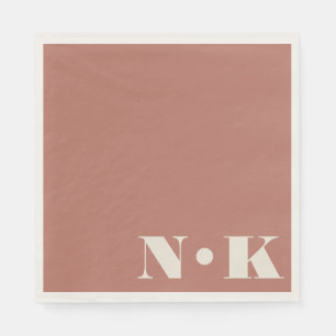 Serviette En Papier Initiales de monogramme moderne gras Terracotta Ro