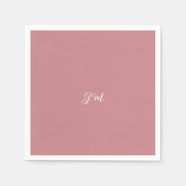 Serviette En Papier Initiales de nom couleur pastel uni d'abricot marq (Devant)