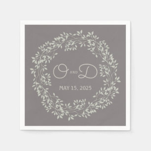 Serviette En Papier Initiales du Mariage de trame/trame rustique