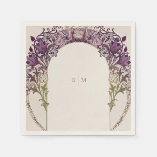 Serviette En Papier Initiales du monogramme mauve Art Nouveau Tableau