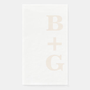 Serviette En Papier Initiales Mariages modernes en lin   Blanc