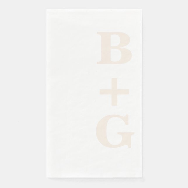 Serviette En Papier Initiales Mariages modernes en lin | Blanc (Devant)