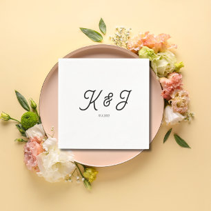 Serviette En Papier Initiales minimalistes Mariage de monogramme de sc