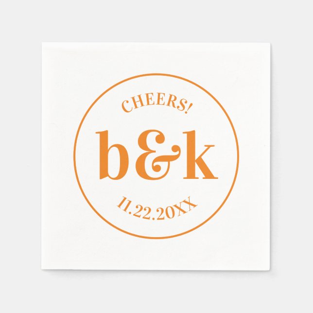 Serviette En Papier Initiales minimaux Monogrammes modernes Mariage or (Devant)