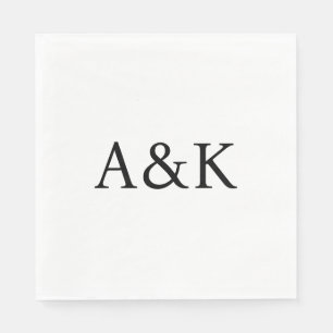 Serviette En Papier Initiales personnalisées sur mariage blanc