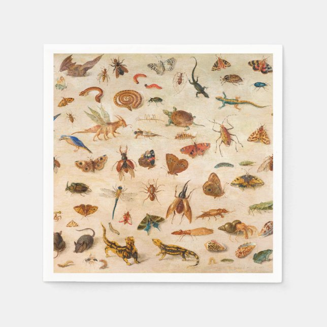 Serviette En Papier Insectes, amphibiens et coquillages par Jan van Ke (Devant)