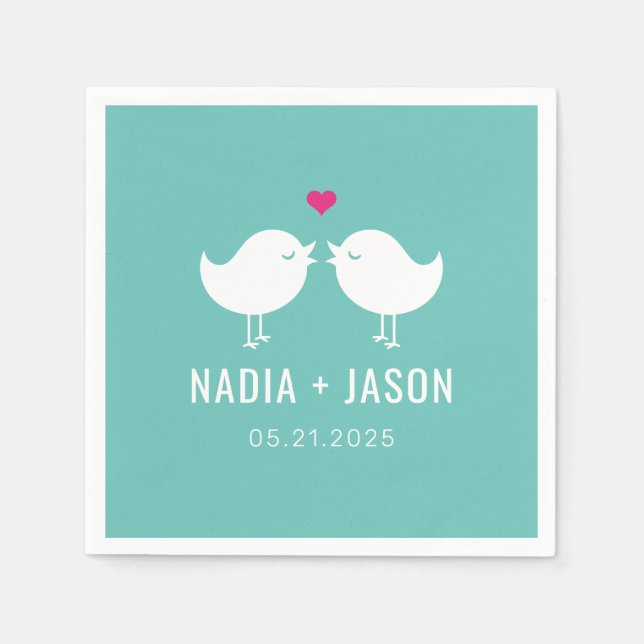 Serviette En Papier Inséparables COULEUR MODIFIABLE Mariage Partie d'e (Devant)