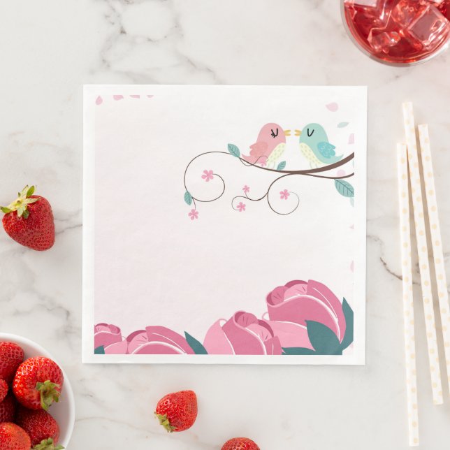 Serviette En Papier inséparables fleurs printemps papier dîner serviet (En situation)