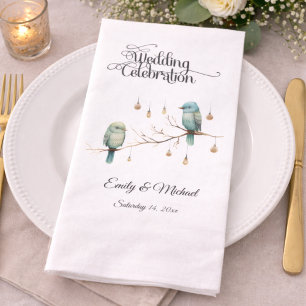 Serviette En Papier Inséparables rustiques de bois Mariage romantique