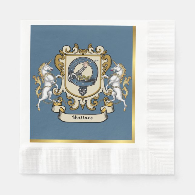 Serviette En Papier Insigne de clan Wallace personnalisé bleu (Devant)