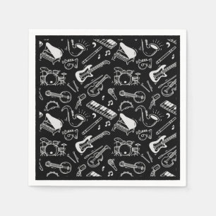 Serviette En Papier Instruments noirs et blancs