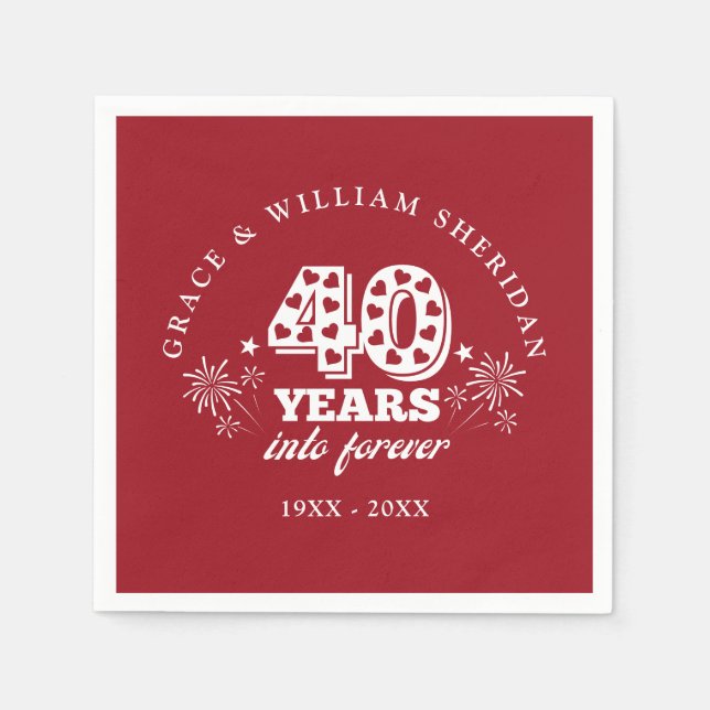 Serviette En Papier Into Forever Ruby 40e anniversaire de Mariage (Devant)