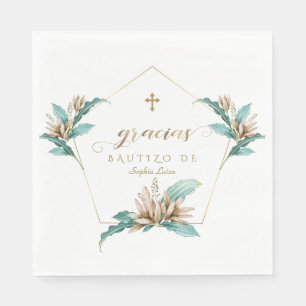 Serviette En Papier Invitacion De Bautizo Con Flores Gold Ivory Lily