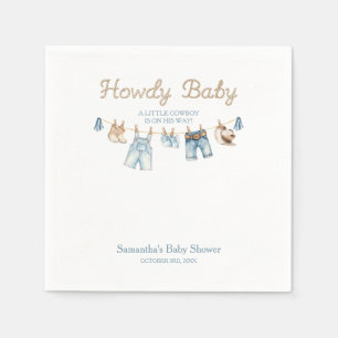 Serviette En Papier Invitation à la Baby Shower "Howdy Baby Little Cow