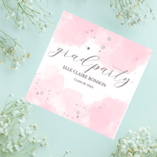 Serviette En Papier invitation à la fête de graduation rose Elegance