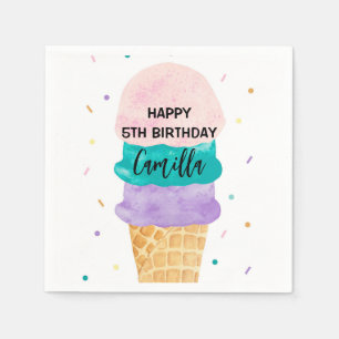 Serviette En Papier Invitation à la fête du cône de crème glacée